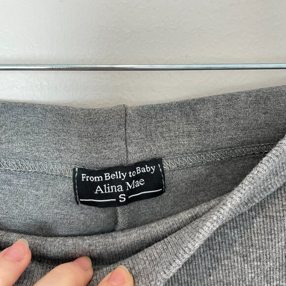 Gray Maternity Trouser Pants - Over-the-belly with stretch - ankle length - Picture 5 of 15